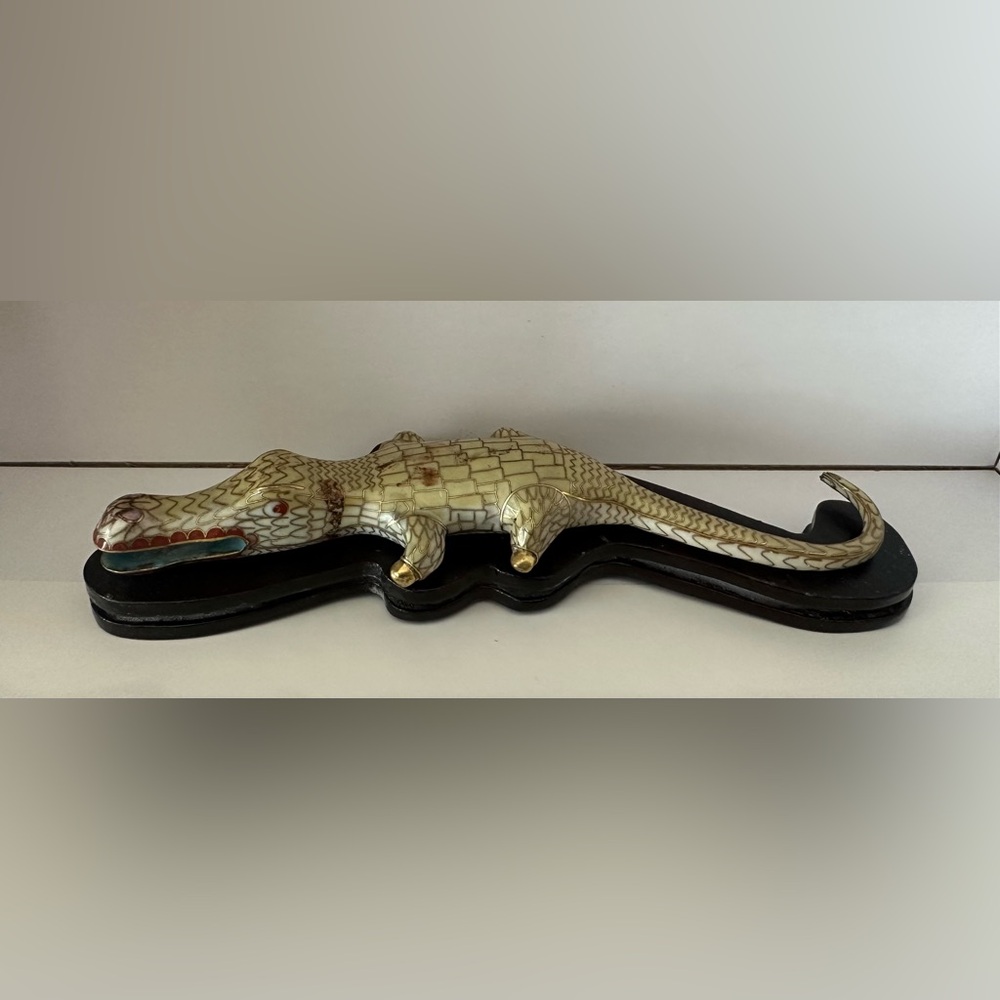 RARE Vintage Cloisonné Alligator Crocodile